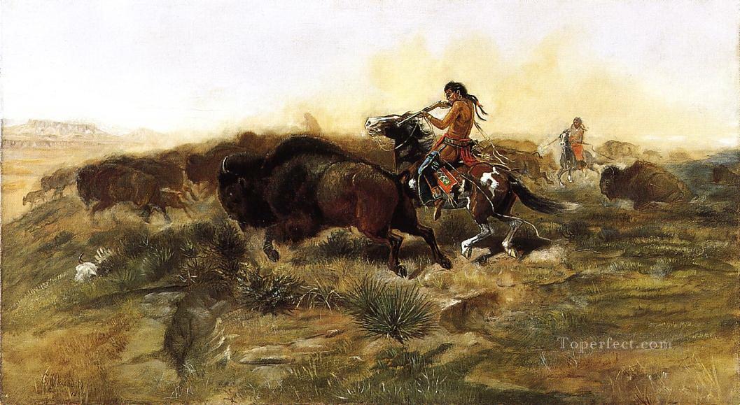 野生の男のための野生の肉 1890年 チャールズ・マリオン・ラッセル アメリカ・インディアン油絵